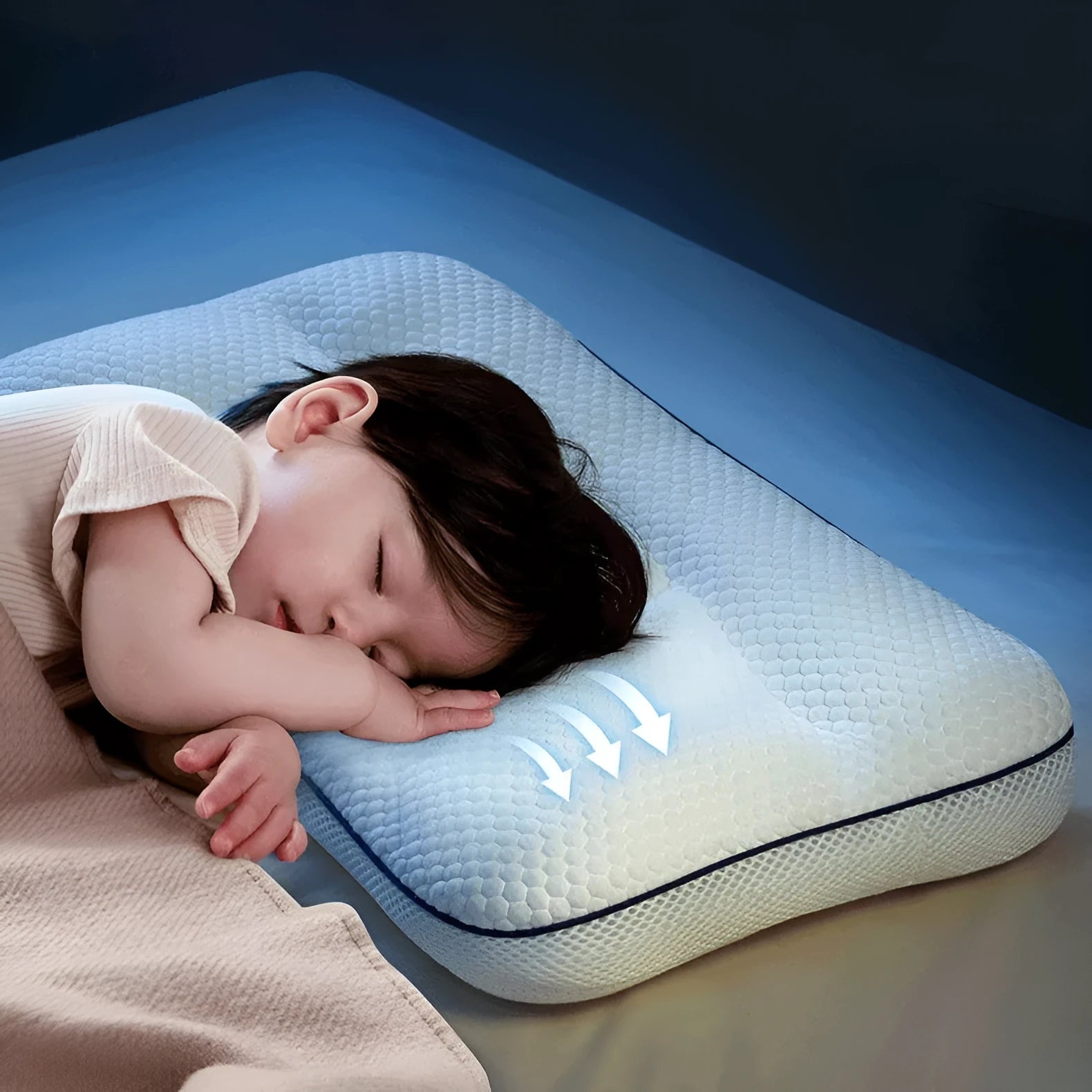 Children's partition neck pillow with antibacterial cold and warm sides for ages 1-3-6 years