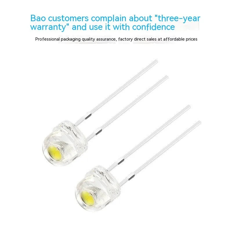F5 straw hat white light LED lamp bead with 120 degree luminous angle and CRI 70-80