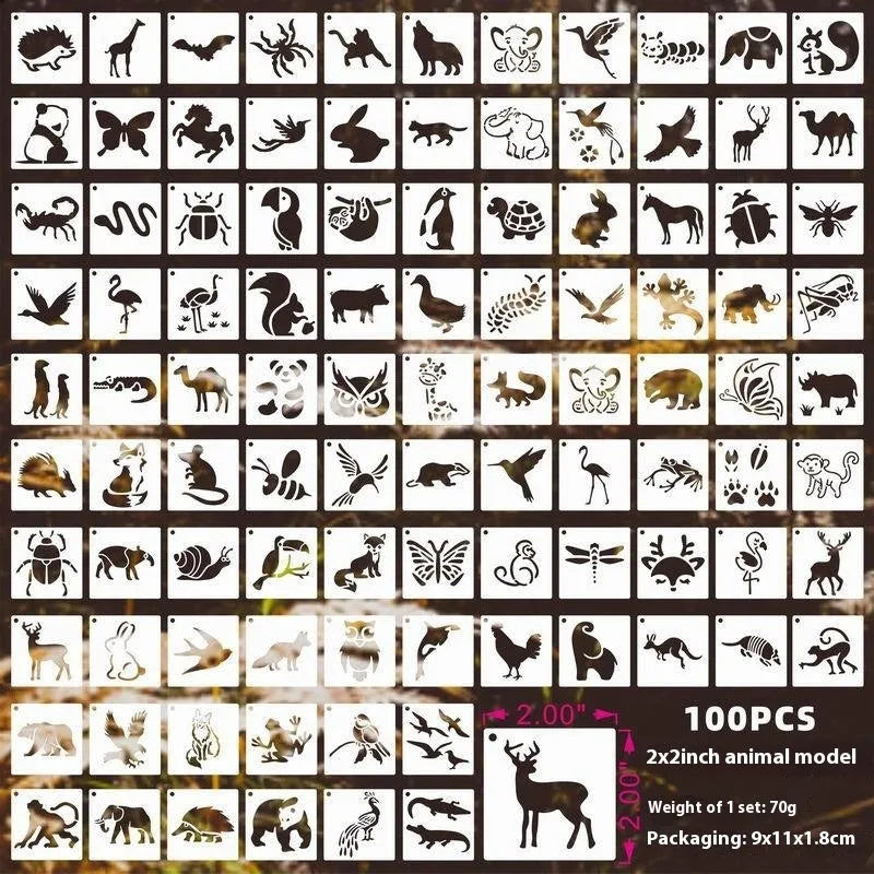 700 milky white PET film spray painting templates showing flower, animal, ocean, Hawaii, and letter designs