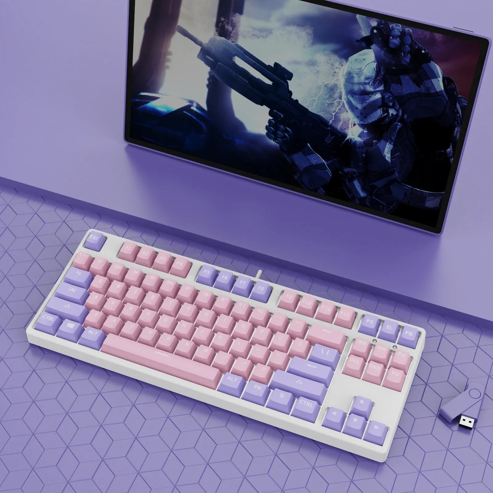87-key mechanical gaming keyboard with dual-colour backlighting and metal chassis