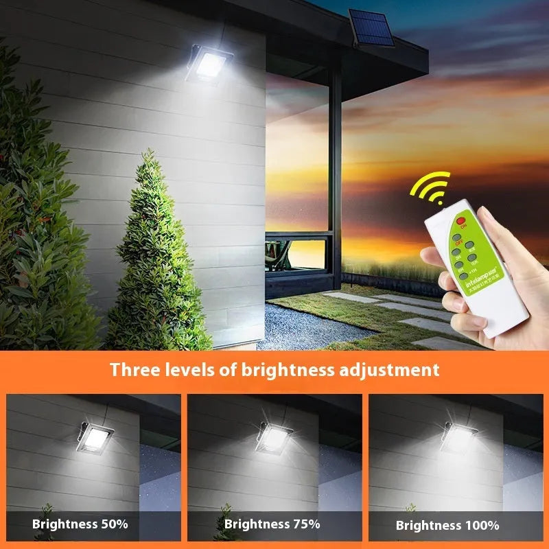 Solar powered LED outdoor light with waterproof IP65 rating for courtyard installation