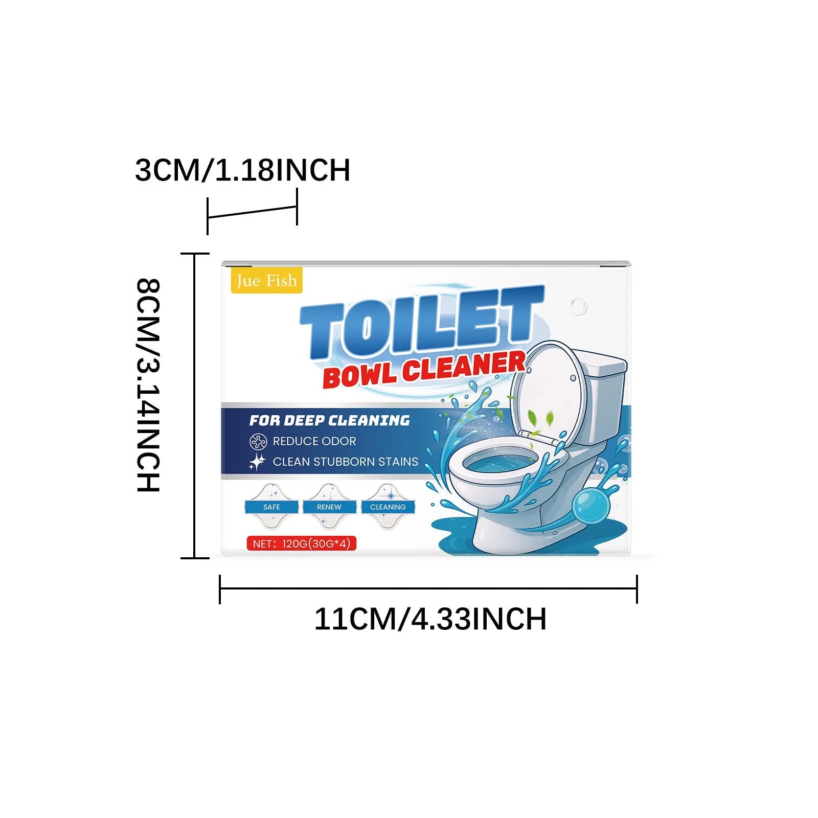 Toilet cleaning powder sachets for removing urine stains and odours, 120g pack containing four 30g units