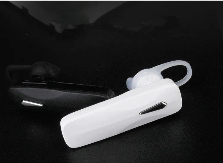 M163 Bluetooth car headset unit in black and white colour options on a car dashboard.