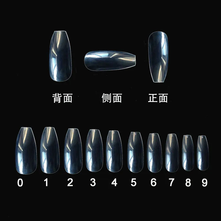 Clear natural false nails ABS material 500-piece set with 10 different sizes