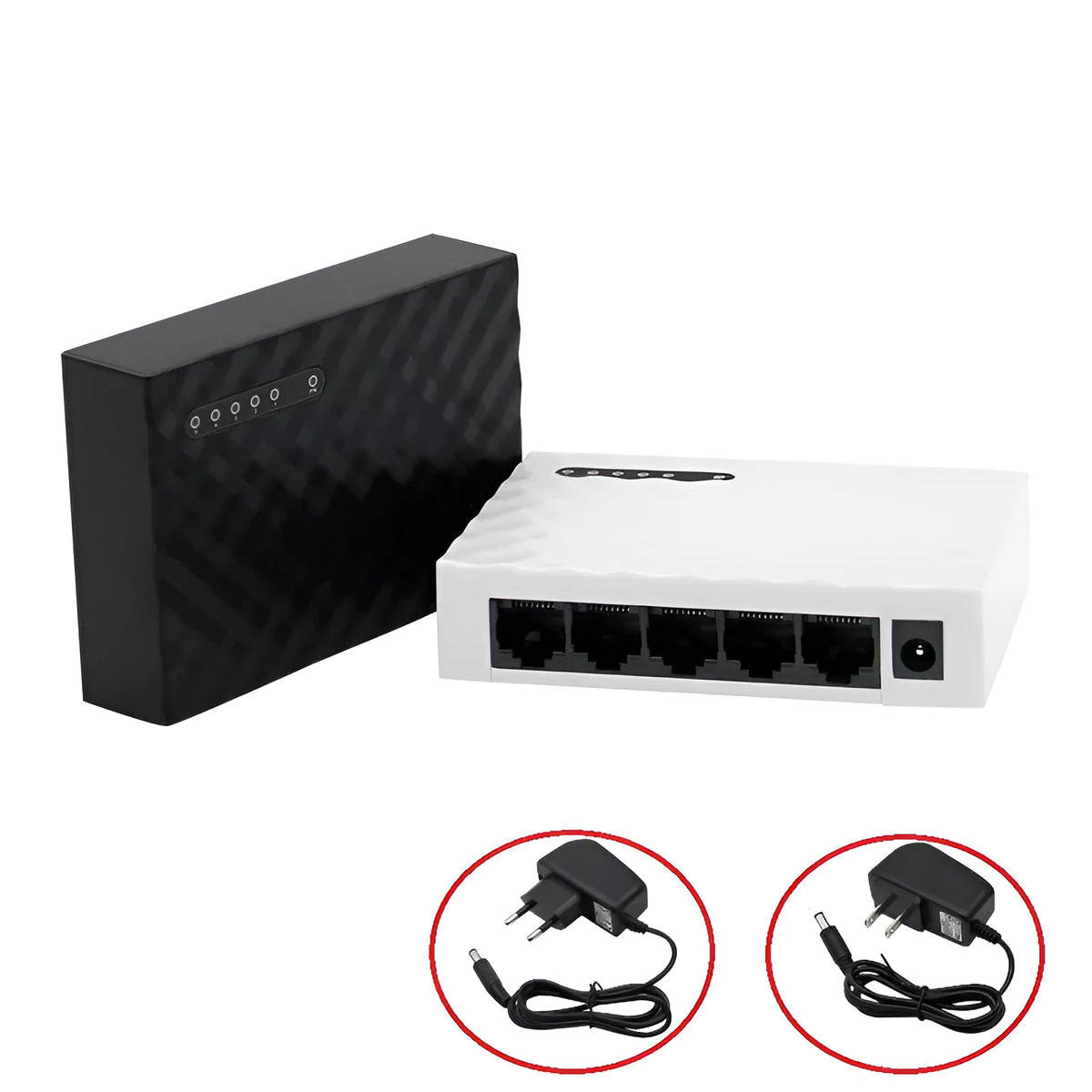 5-port Gigabit Ethernet switch in black EU finish for home networking