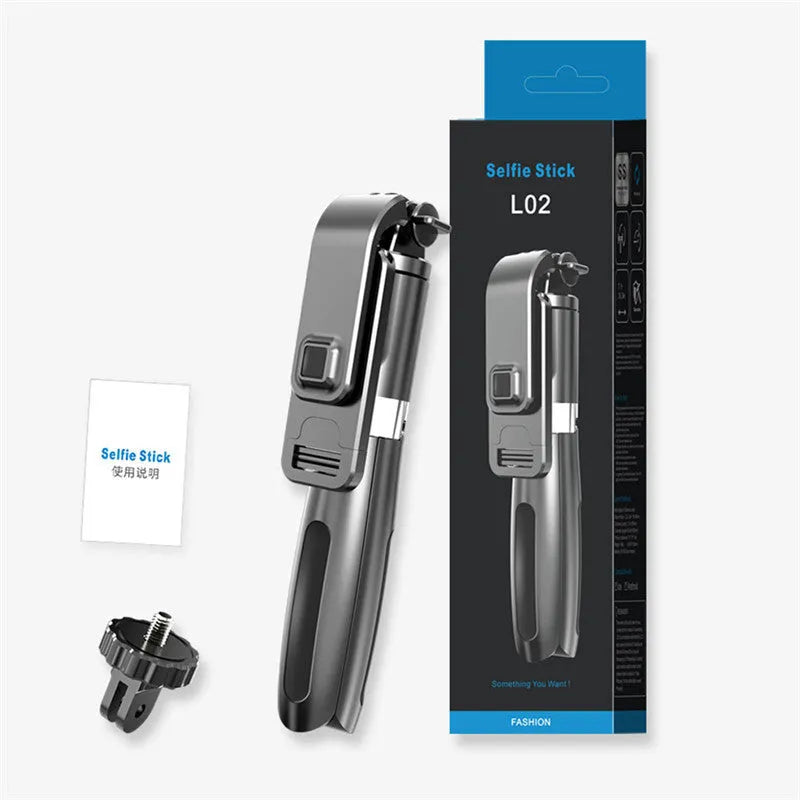 Bluetooth selfie stick with mini remote control extended to 1000mm in black colour