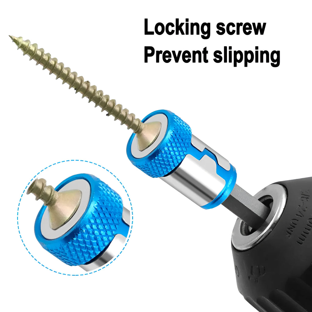 Light blue magnetic ring screwdriver bit with high carbon steel construction and metric Type 0 slotted tip