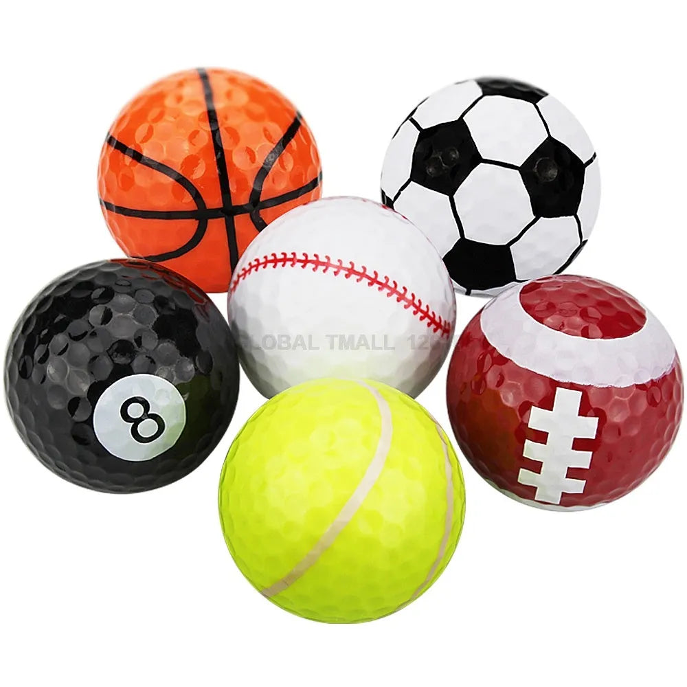 Golf practice ball with soft touch and seamless dimple design in a random colour style
