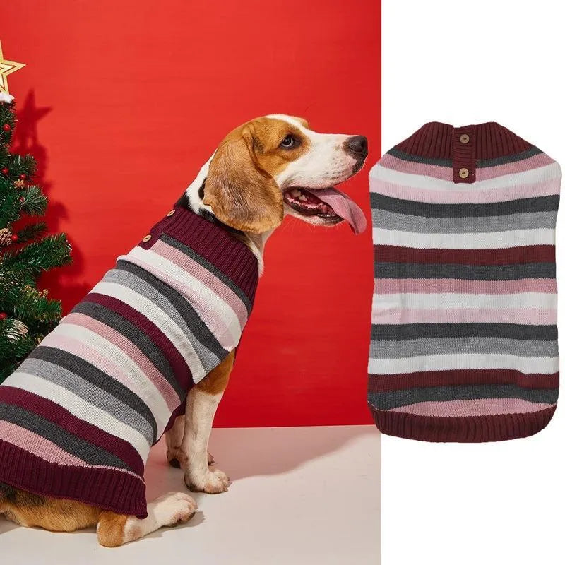 Grey acrylic dog sweater with horizontal zipper and button pocket on small dog