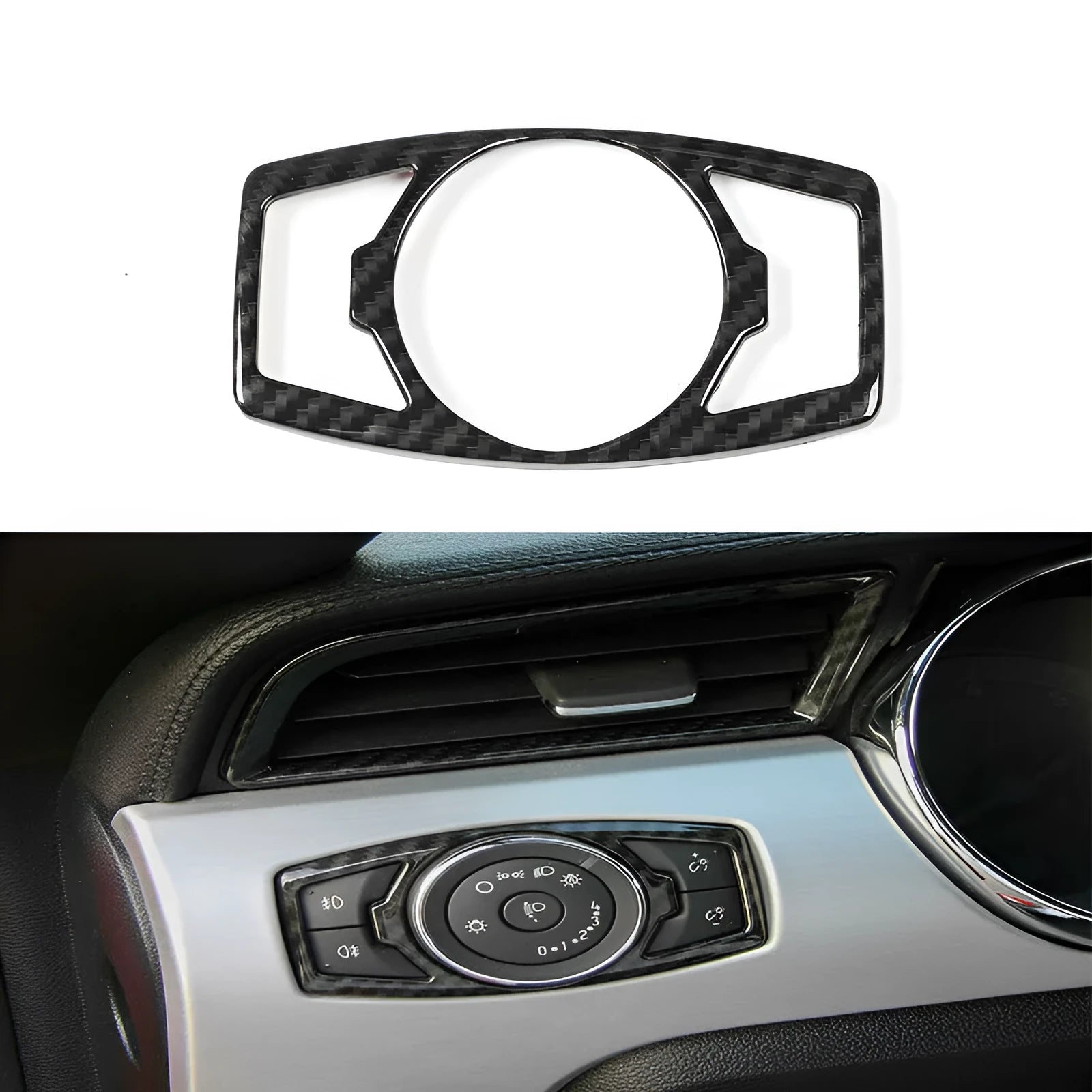 Carbon fibre pattern overlay sticker for Ford F150 Raptor headlight control panel