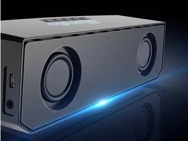 Black BS-6 cloud smart speaker with compact rectangular design on a surface.