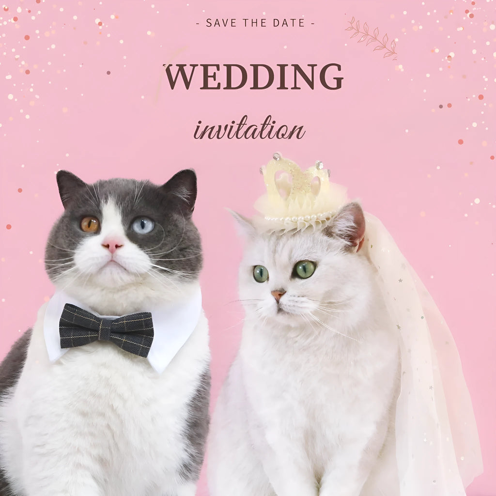 Princess crown headdress for cats with beige or pink veil options