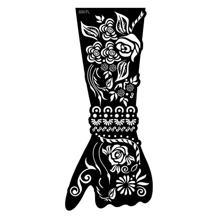 Geometric hollow template tattoo stickers showing intricate paper carving designs for stencilling
