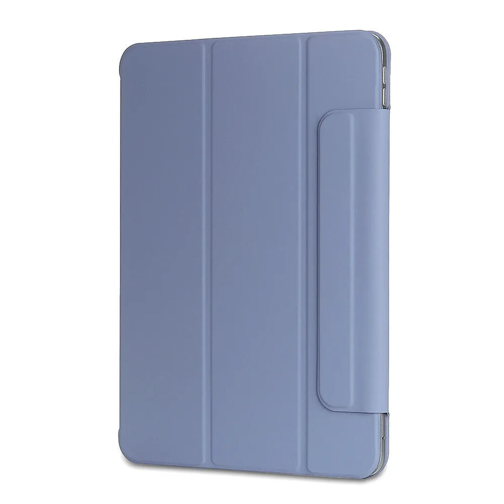 Leather tablet case with magnetic double-sided clip in clamshell style available in multiple colours