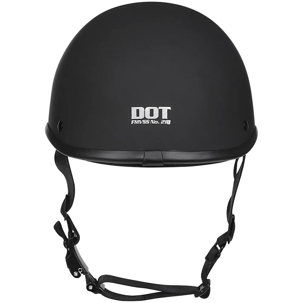 Retro curved ABS motorcycle helmet in matte black, unisex four-season design, sizes M to XXL