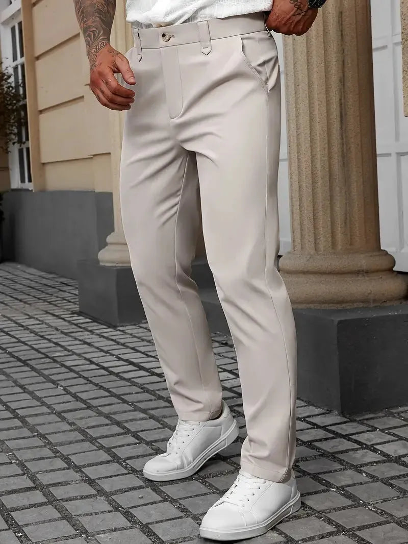 Men's straight leg business casual trousers in four colours with Asian sizing options