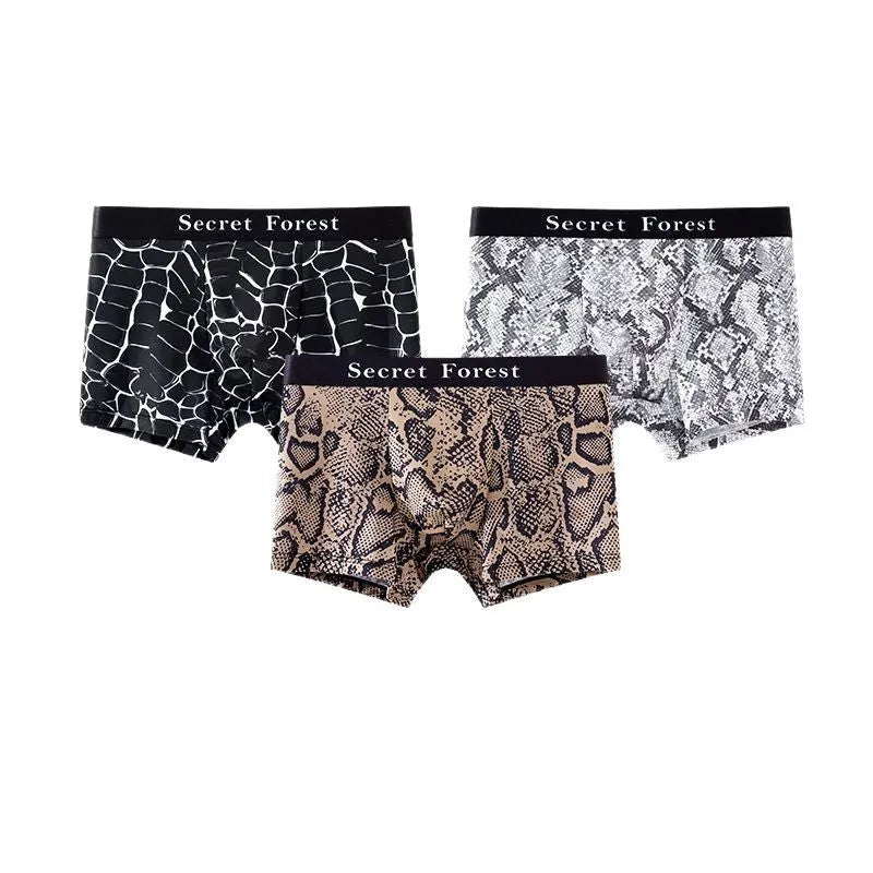 Men's thin loose boxer shorts in polyester fabric available in black, grey and brown colours