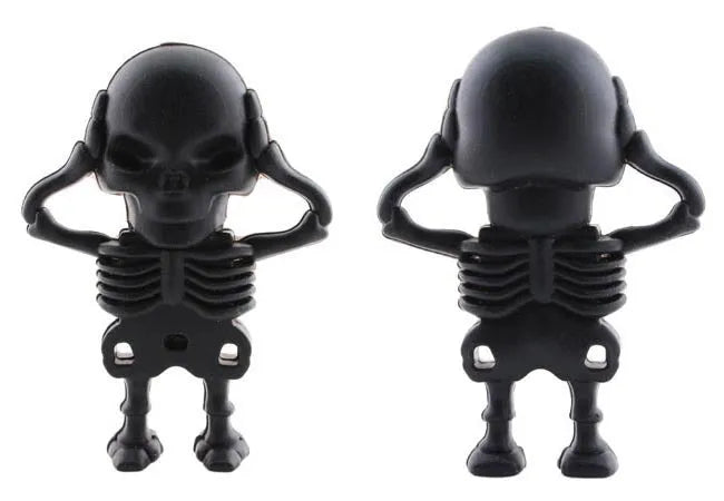 Halloween skeleton skull-shaped USB flash drive on a small keychain.