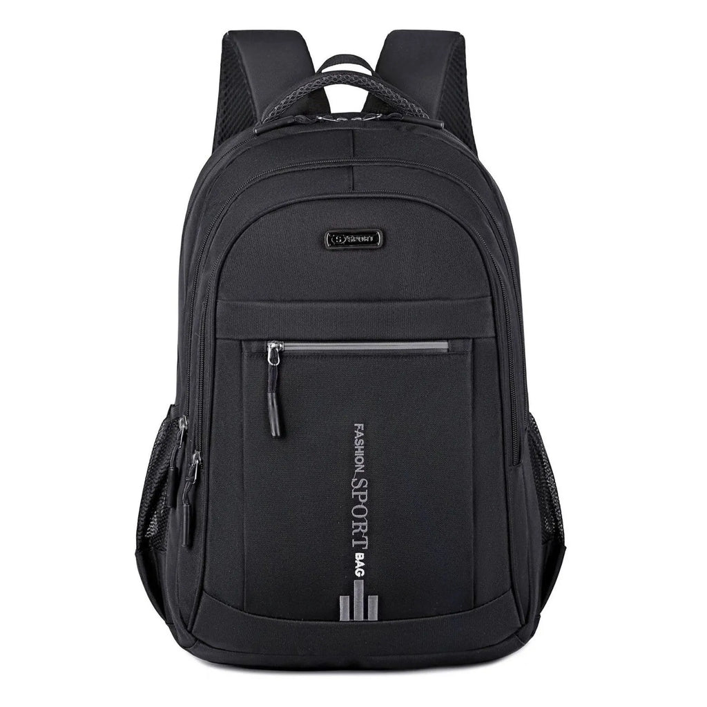 Oxford cloth capacity backpack with airpillow straps showing sewing line detailing in business travel setting