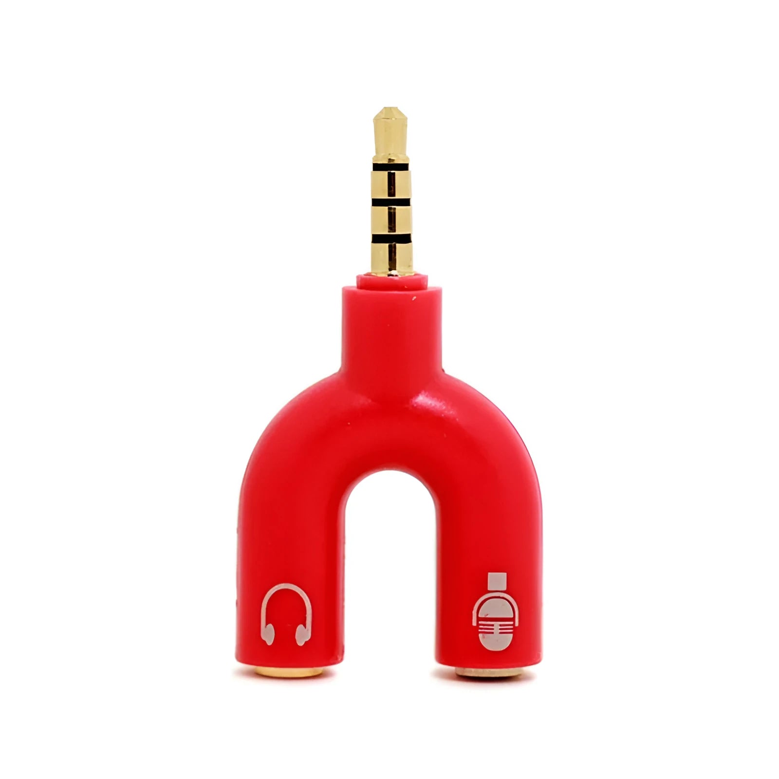 3.5mm audio splitter adapter in multiple colours with gold plated connections for mobile phones and laptops