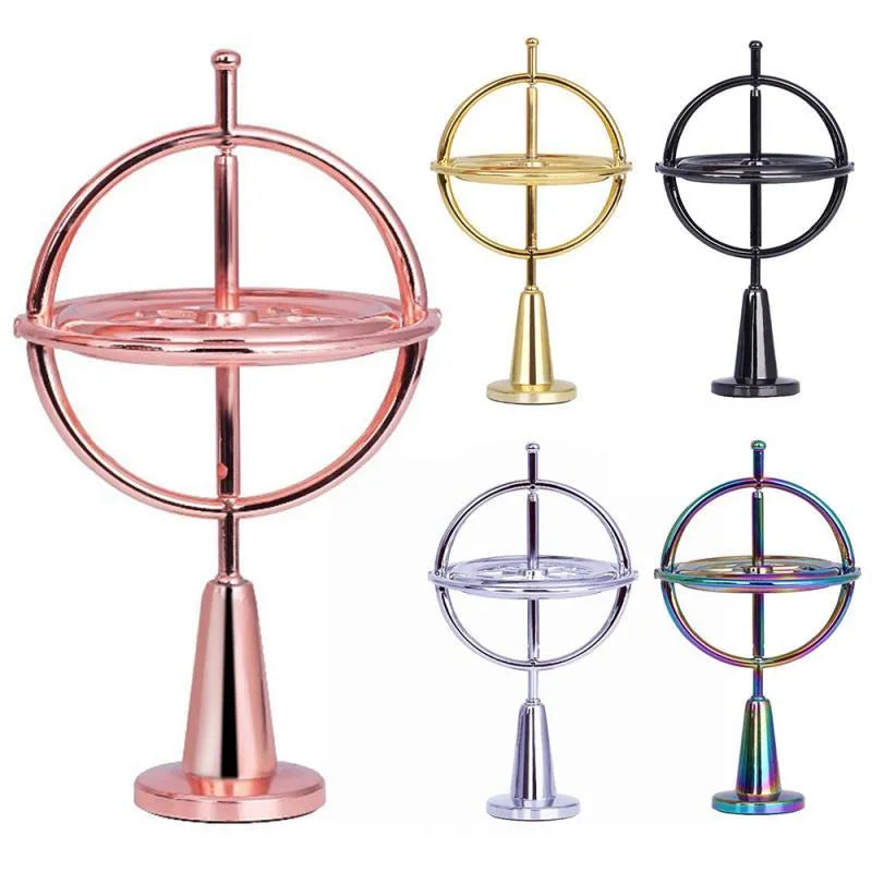Self balanced metal finger gyroscope with carved pattern and vacuum-plated shine, available in black or colourful