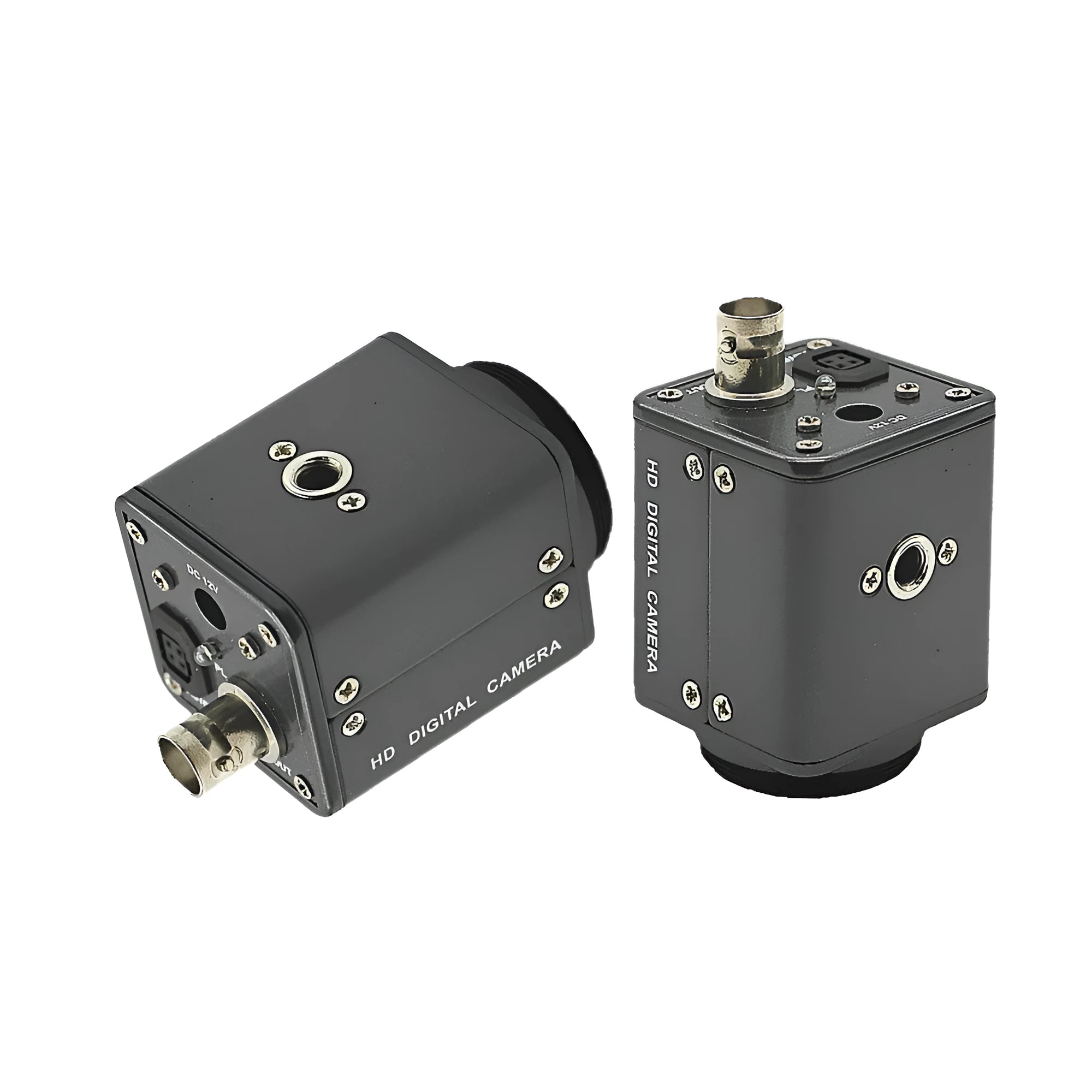 Hc-109 mini industrial metal camera for microscope use with gun-style body.