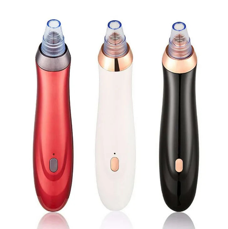 Electric blackhead remover device with vacuum suction and multiple nozzle attachments