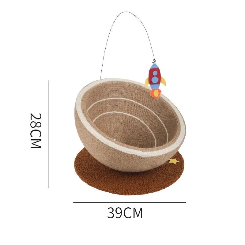 Large cat scratching board with integrated nest in starry sisal colour
