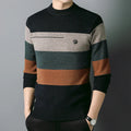 Men's cotton blend slim fit round neck knitted bottoming shirt in blue, red, and green colours