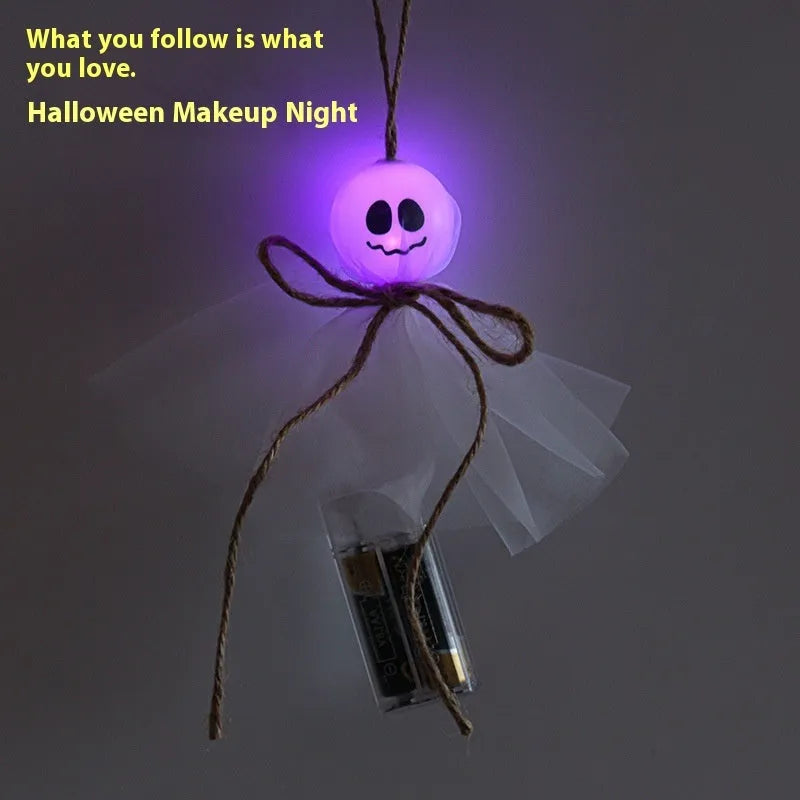 Halloween LED lighting chain with colourful ghost-themed lights and battery box for haunted venue decoration