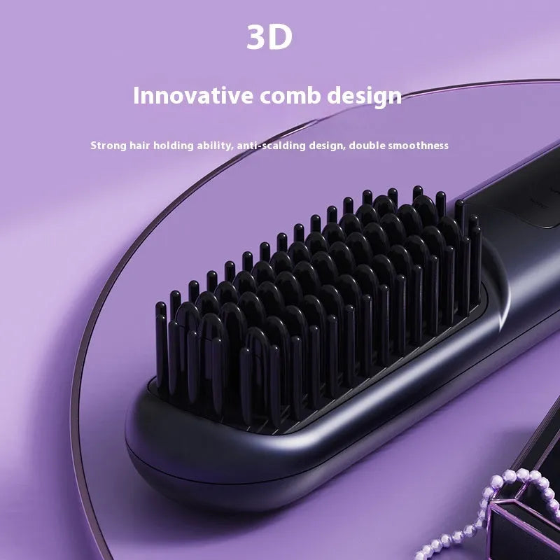 Portable negative ion hair comb in white, dark blue, or grey colour, showing compact size and teeth.