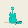 Guitar-shaped black PU leather crossbody shoulder bag