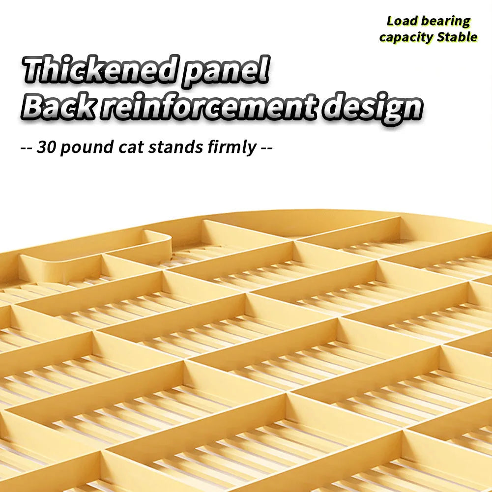 Milk yellow plastic cat litter mat with double-sided design and silicone anti-slip feet