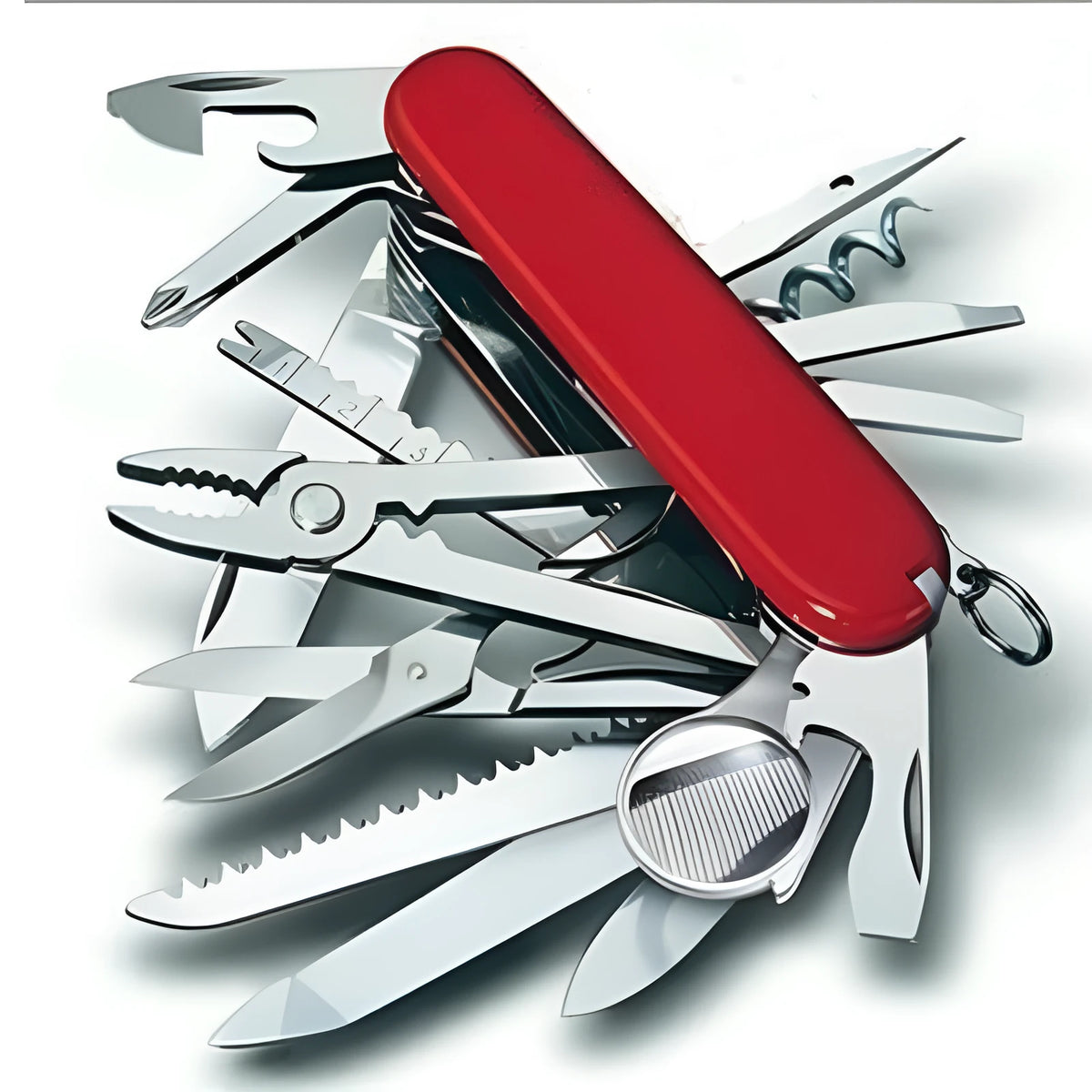 91mm multifunctional stainless steel pocket tool with pliers, scissors, saw, ruler, and bottle opener