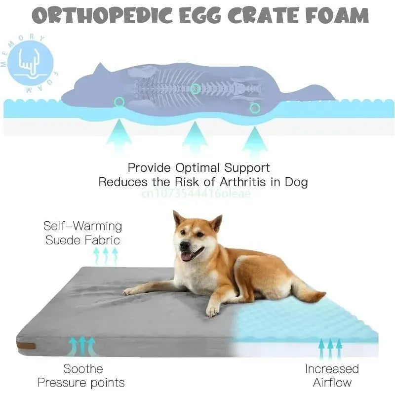 Double-sided waterproof leather dog bed for small medium dogs, bite-resistant removable crate mat, XS-XXL