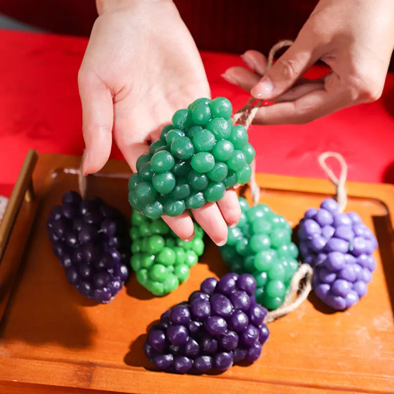 Purple and green grape cluster handmade soap bars showing detailed grape design