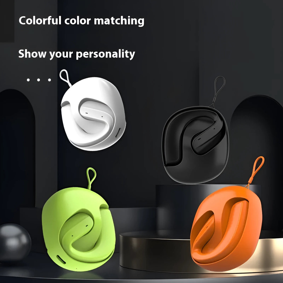 Bluetooth wireless ear hook headset OWS binaural non in-ear design in black