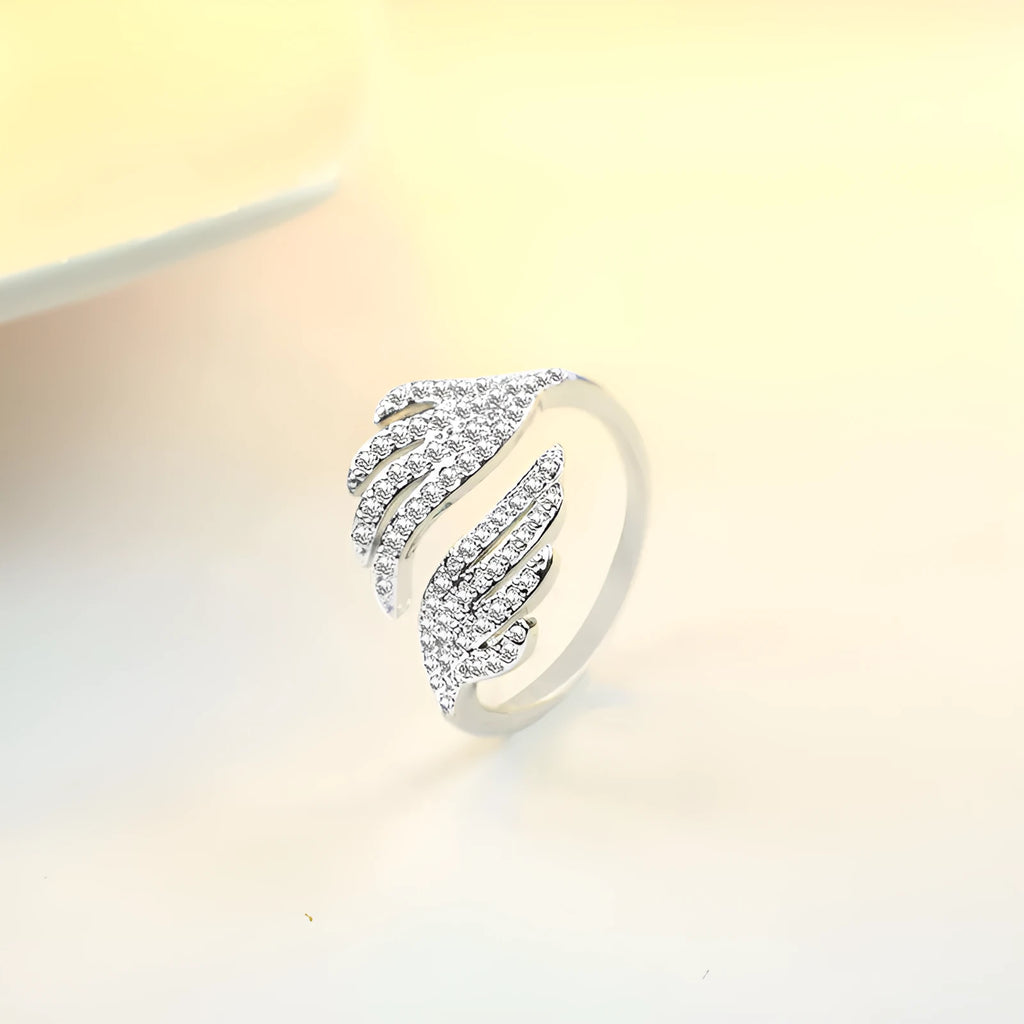 Silver electroplated winged ring for women Korean style fashion accessory