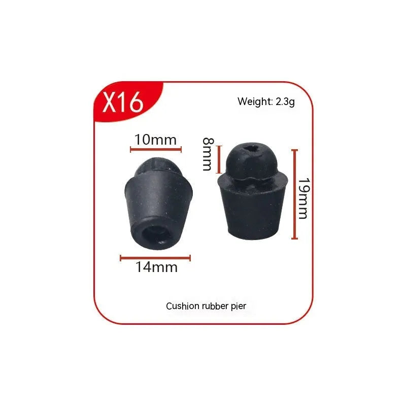 10 rubber automobile buckle damping clips in colour X16 for vehicle boot compartment shock absorption