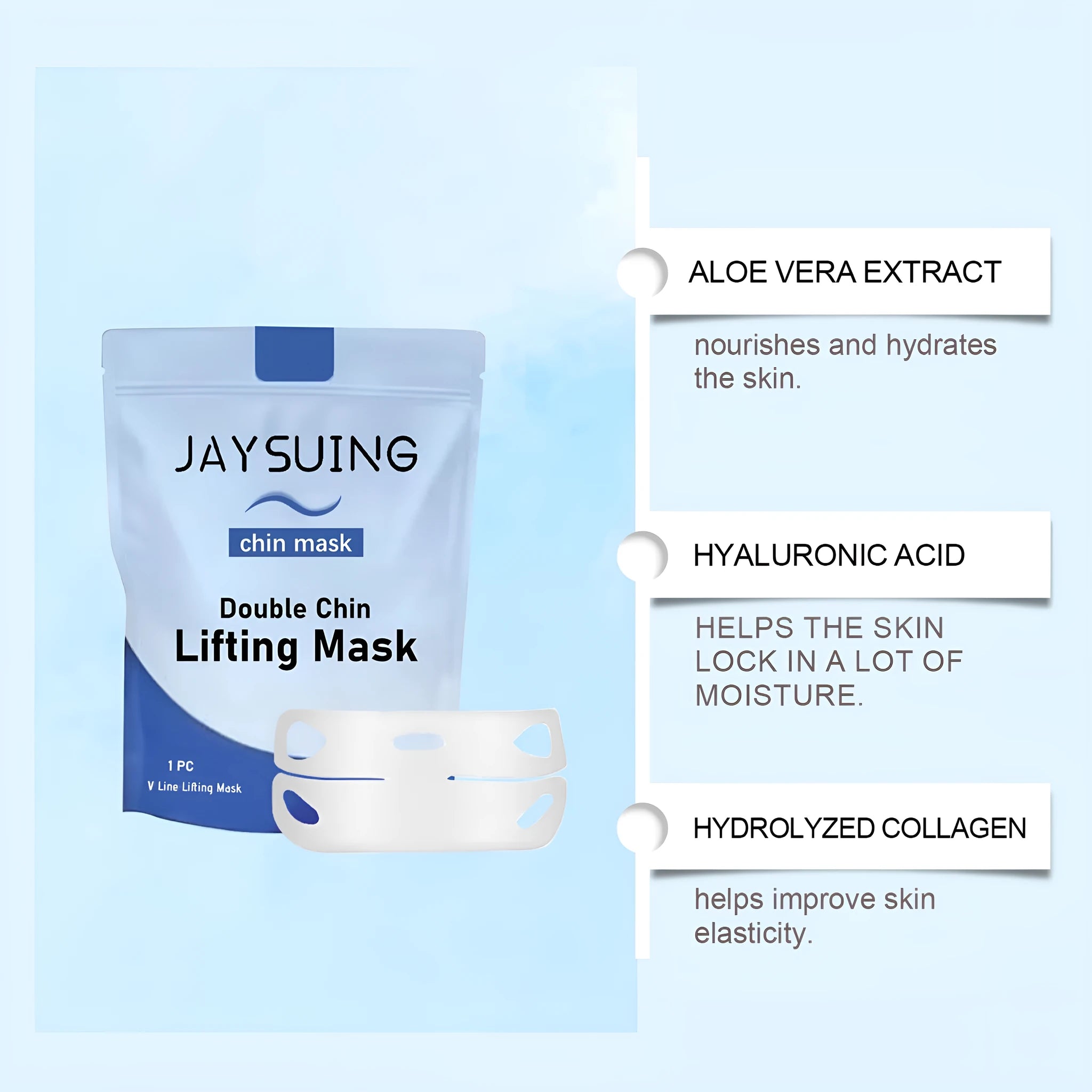 White packaged firming lifting sheet mask with hyaluronic acid and collagen
