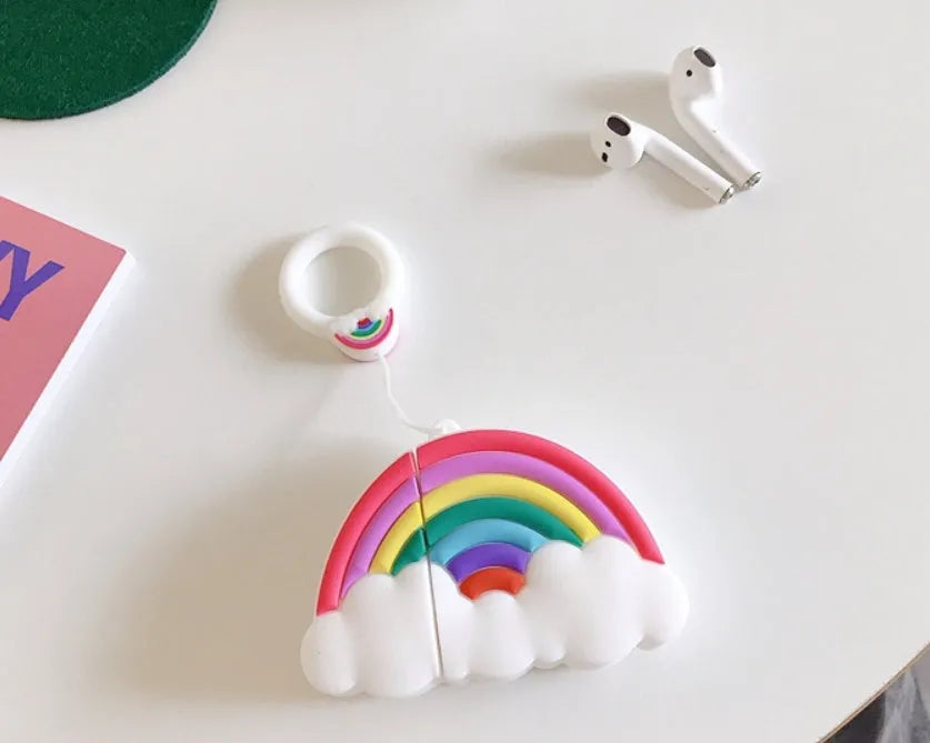 Rainbow silicone protector case for compatible Apple Airpods Bluetooth earphone