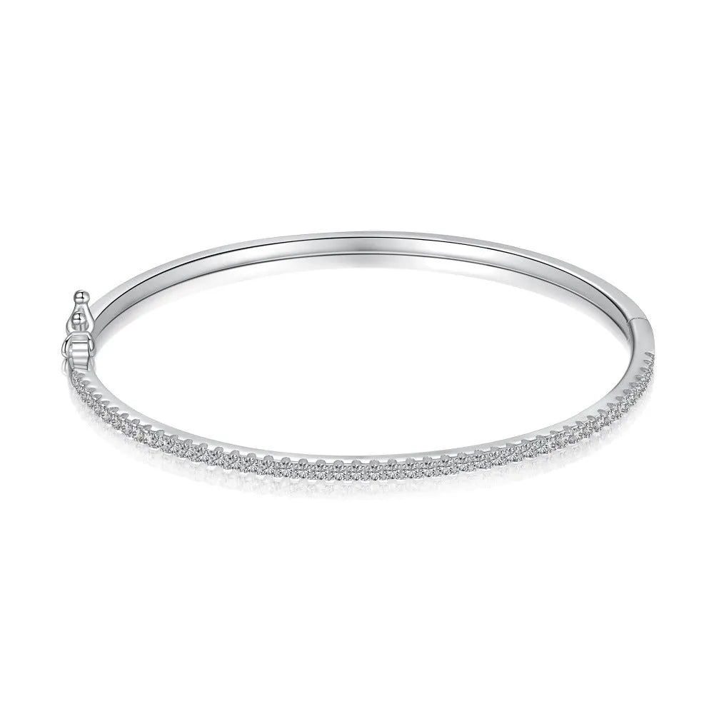 S925 sterling silver gang drill design bracelet for women, platinum finish, geometric shape, 55mm size option