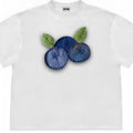 Blueberry fabric patchwork T-shirt with plant patterns in loose fit ice oxygen cotton