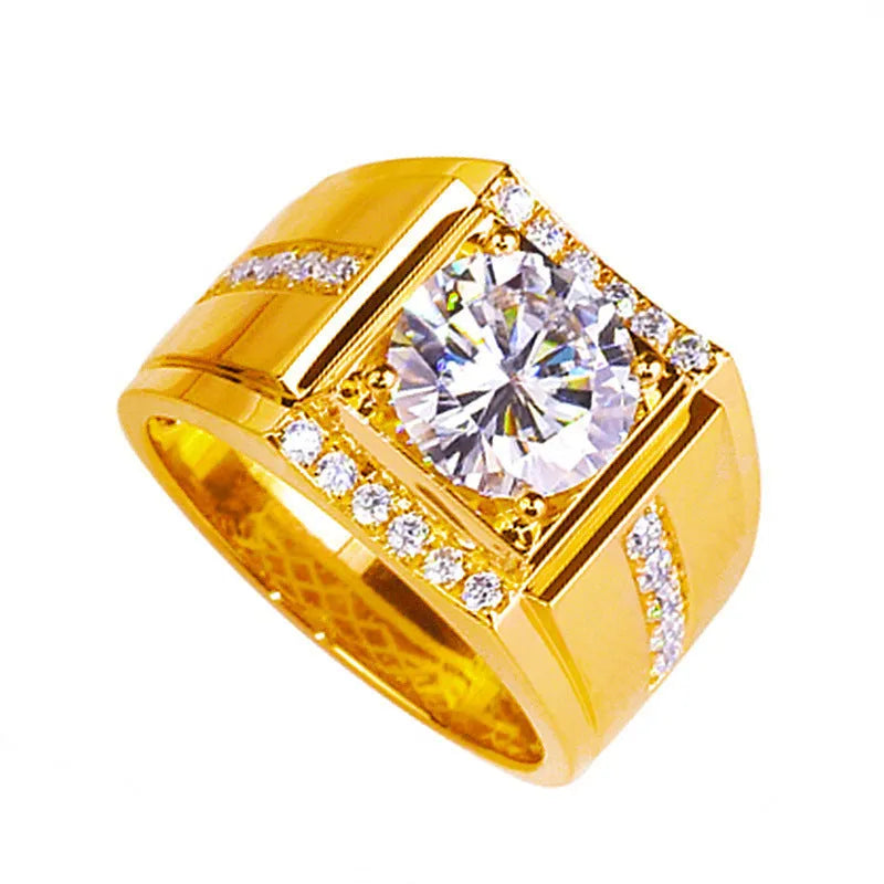 Men's geometric diamond ring with adjustable opening in rose gold, gold or platinum colours
