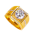 Men's geometric diamond ring with adjustable opening in rose gold, gold or platinum colours