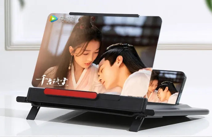 12-inch pull-out horizontal and vertical screen amplifier 3D bracket in black with Fresnel lens