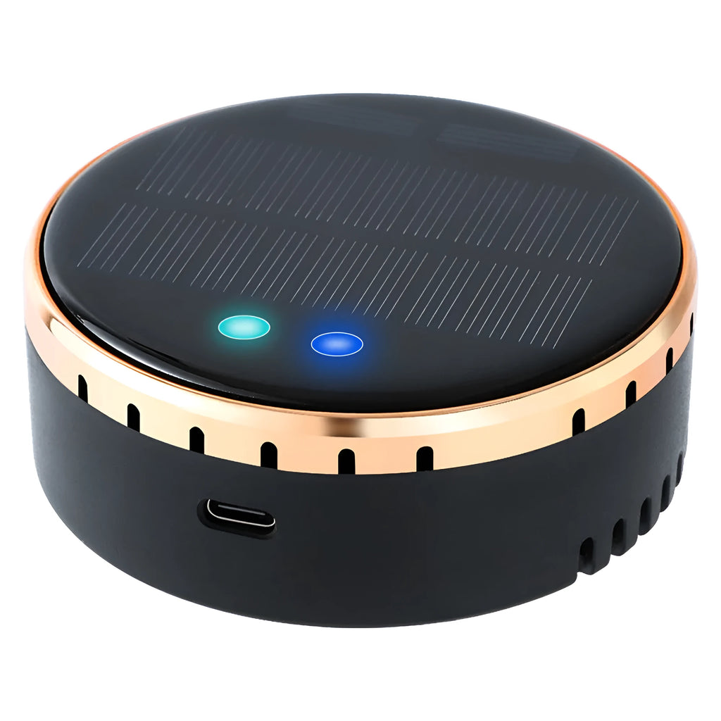 Car mounted solar air humidifier in black colour with ultrasonic atomisation technology