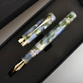 Deep bath green metal ballpoint pen showing three different tip size options