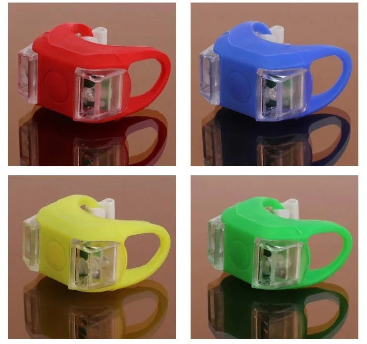 Mountain bike warning light set with silicone waterproof housing, A-style and B-style lights, multifunctional fixing for handlebars