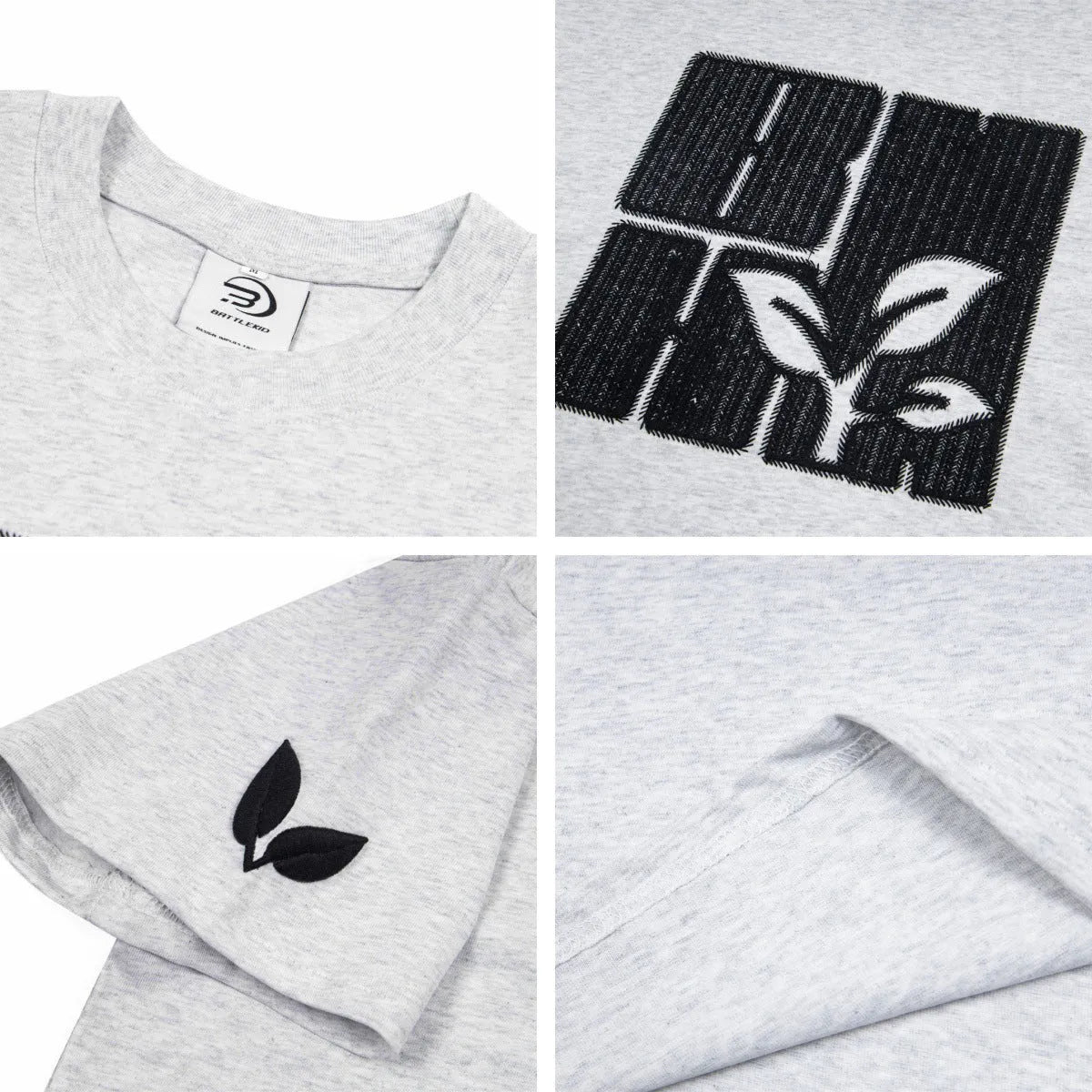Men's cotton short sleeve T-shirt with embroidered letter pattern, loose pullover, black blue melange gray, sizes M L XL